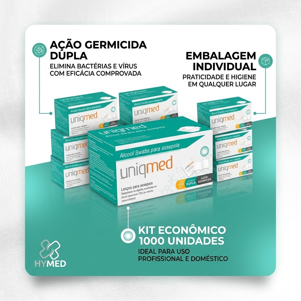 Kit 20 X 100 Unidades Lenço Alcool Swab Uniqmed