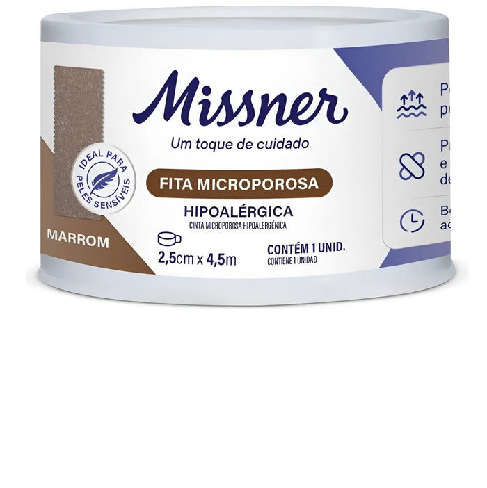 FITA MICROPOROSA MARROM MISSNER 2,5CM X 4,5M HIPOALÉRGENICA