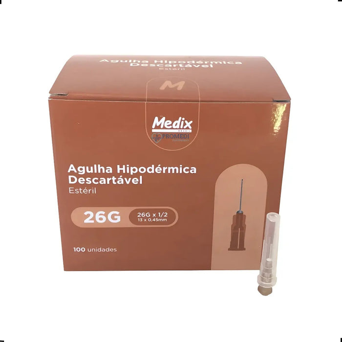 100 UNIDADES AGULHA HIPODERMICA 13X0,45MM - MEDIX