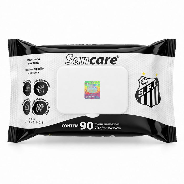 Kit com 180 Toalhas Umedecidas Santos sem Álcool – Sancare