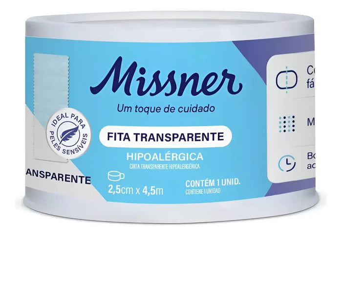 FITA TRANSPARENTE MISSNER 2,5CM X 4,5M MICROPERFURADA