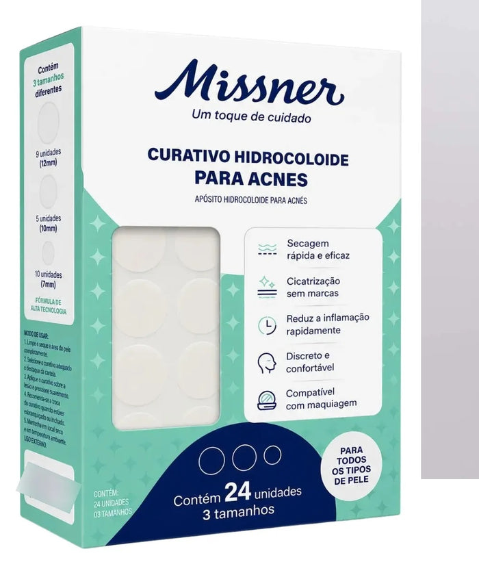 CURATIVO HIDROCOLOIDE PARA ACNES  24 UNID 3 TAM  MISSNER