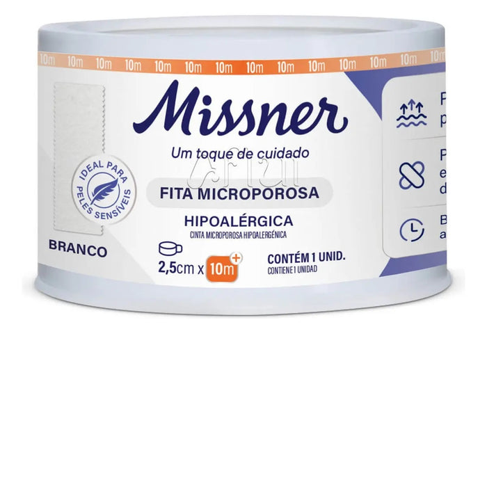FITA MICROPOROSA BRANCO MISSNER 2,5CM X 10M HIPOALERGENICO