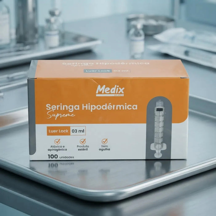 100 Unid Seringa Descartavel Medix 3 Ml Luer Lock Sem Agulha 3 Ml