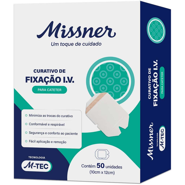 CURATIVO DE FIXACAO IV M-TEC 10CM X 12CM CARTUCHO C/ 50UN - MISSNER