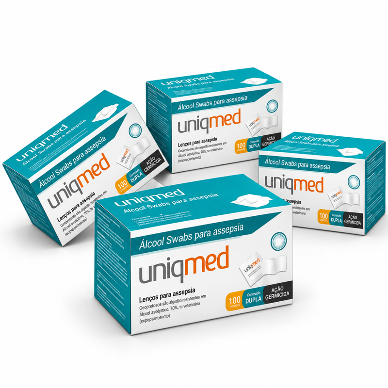 Kit 20 X 100 Unidades Lenço Alcool Swab Uniqmed