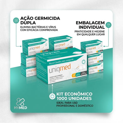 Kit 20 X 100 Unidades Lenço Alcool Swab Uniqmed