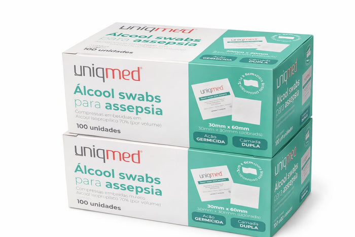 Kit Alcool Swab Cx C/ 200 Unid - Uniqmed Verde-claro