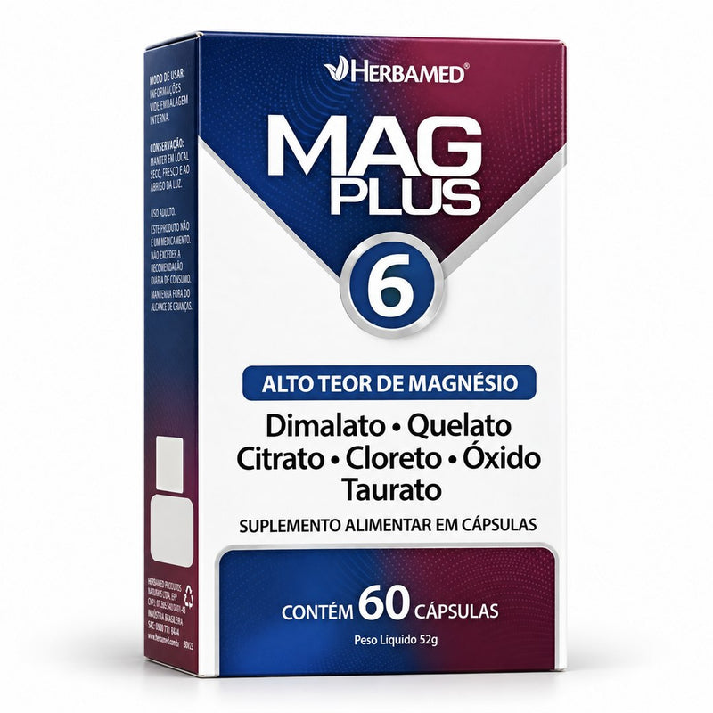 Suplemento de Magnésio MagPlus 6 com 60 Cápsulas – Herbamed