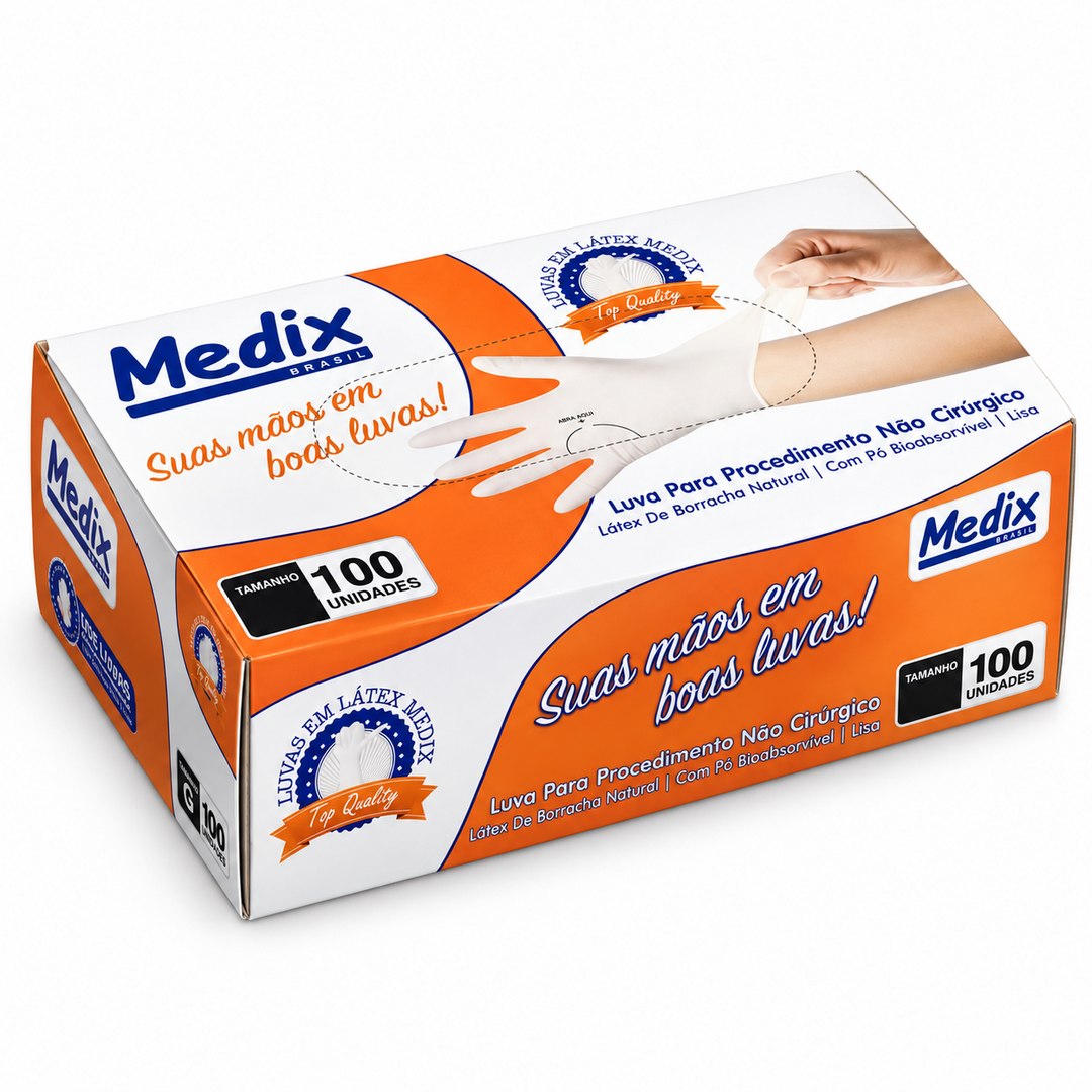 Luvas de Procedimento em Látex com Pó Tamanho P 100 Unidades – Medix