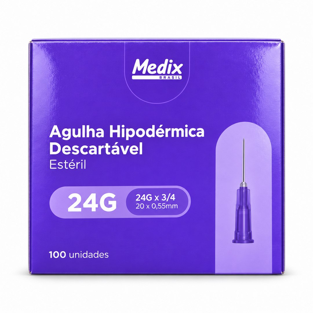 Kit com 500 Agulhas Hipodérmicas 20 x 0,55 mm – Medix
