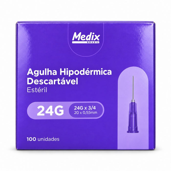 Kit com 500 Agulhas Hipodérmicas 20 x 0,55 mm – Medix