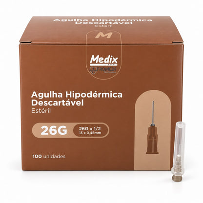 Kit com 500 Agulhas Hipodérmicas 13 x 0,45 mm – Medix