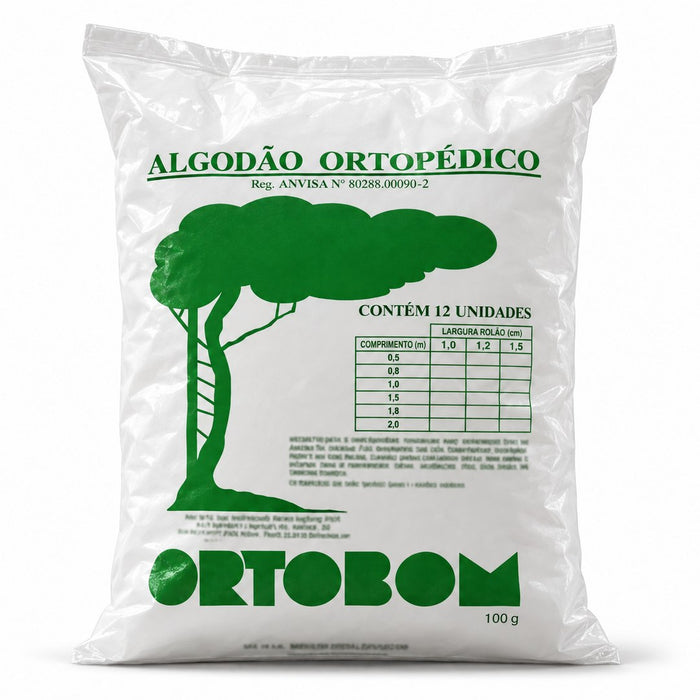 Kit com 12 Faixas Ortopédicas de Algodão 10 cm x 1,8 m – Ortobom